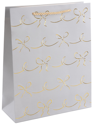 Пакет подарочный, Милые бантики, Серебро, металлик, 23*18*10см Пакет подарочный, Милые бантики, Серебро, металлик, 23*18*10см