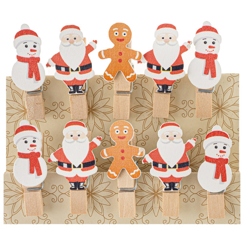 Декоративные мини прищепки Новый год, 3,5 см, ассорти, 10 шт