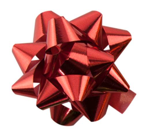 Бант Звезда, Красный, Металлик, 7,6см Бант Звезда, Красный, Металлик, 7,6см