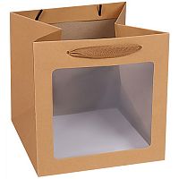 Пакет подарочный КУБ с окном 30*30*30см, крафт
