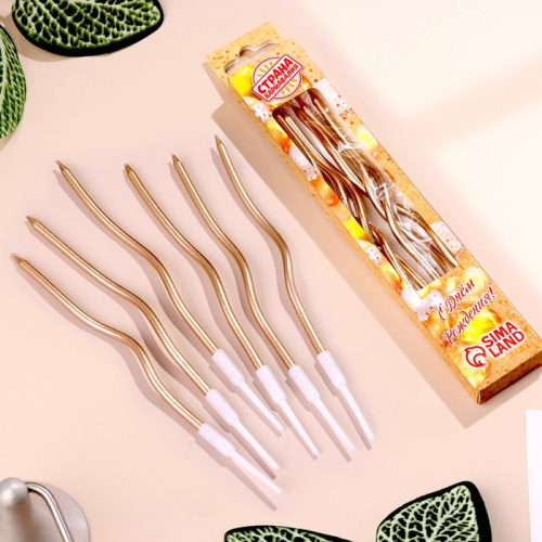 Свечи для торта витые "Серпантин" 6 шт, шампань фото 3 Свечи для торта витые "Серпантин" 6 шт, шампань фото 3