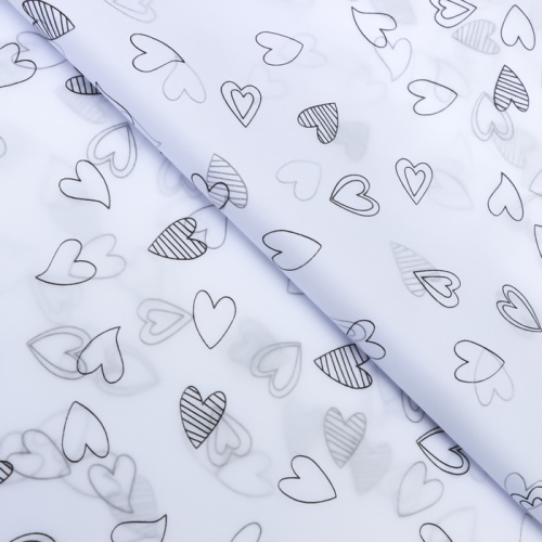 Бумага тишью, «Сердечки», 50×70 см, белая