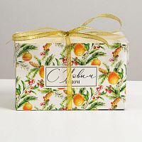 Коробка для 2 капкейков Новогодняя Мандаринка, 16х8х10см