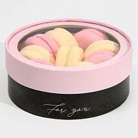 Коробка для макарун,  тубус с окном, For you 16 х 16 х 5 см