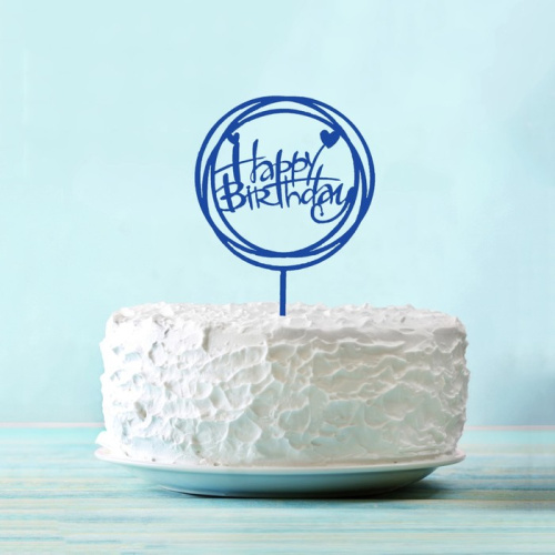 Топпер С Днем Рождения, круг, синий фото 2