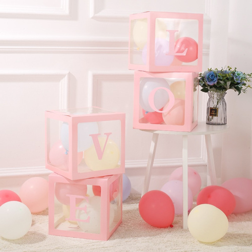 Коробка для шаров, 30x30x30 см, Love, Нежно-розовый, 4 шт фото 2
