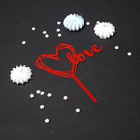Топпер на шпажке Love красный 8*12 см
