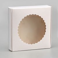 Коробка с окном, белый, 11,5 х 11,5 х 3 см