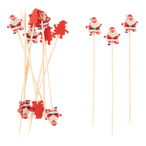 Пики Топперы, Дед Мороз, Красный, 14 см, 12 шт