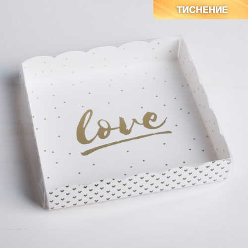 Коробка для печенья,  с PVC крышкой, Love, 15 х 15 х 3 см фото 2