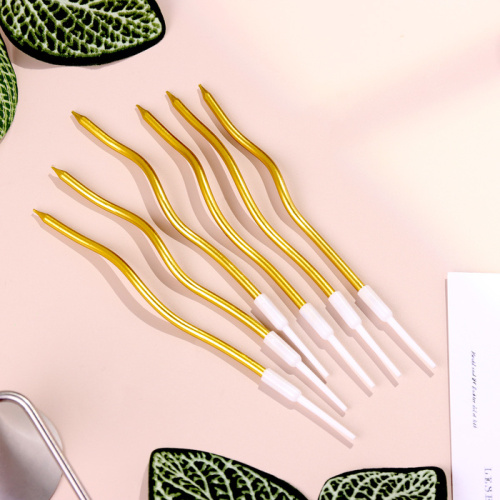 Свечи для торта  "Серпантин" 6  шт, коктейльные, золото фото 4