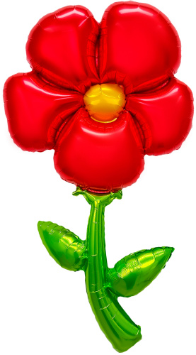 Воздушный шар фольгированный Цветок, надув воздухом, Красный