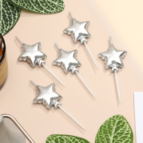 Свечи для торта. 5 шт "Воздушный шарик. Звезда". Серебряные фото 3