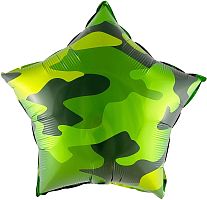 Воздушный шар фольгированный, звезда Камуфляж