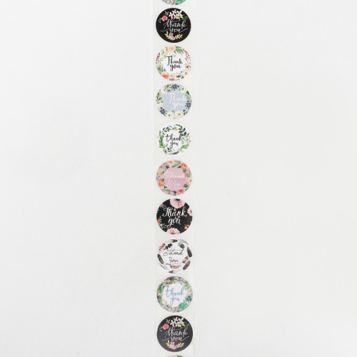 Наклейки Thank you, рулон 500шт, 2,5*2,5см