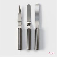 Набор лопаток-палеток кондитерских, 3 шт, 22×8×1.5 см, серебристый
