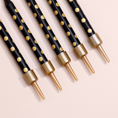 Свечи в торт Черные - зол. конфетти h9.7 см, 6 шт фото 2 Свечи в торт Черные - зол. конфетти h9.7 см, 6 шт фото 2