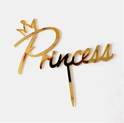 Топпер на шпажке Princess, золото 9*14 см Топпер на шпажке Princess, золото 9*14 см