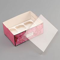 Коробка для 6 капкейков с прозр крышкой, «Сияй от счастья», 23×16×10 см
