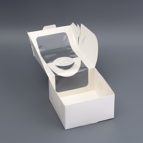 Коробка под бенто-торт с окном, белая, 14 х 14 х 8 см фото 2