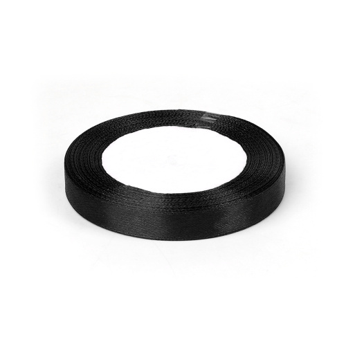 Лента атласная Черная 12мм, 22 метра фото 2