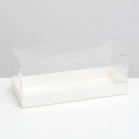 Коробка для рулета 30*12*12см с прозрачной крышкой, белая, 5 штук