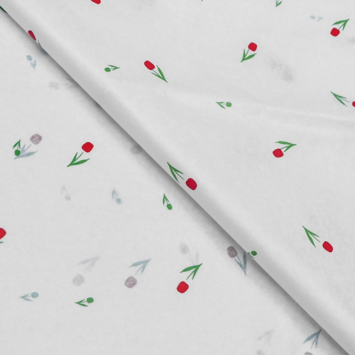 Бумага тишью, Цветы, белый, 50×70см