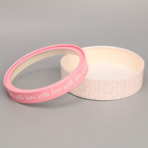 Коробка для макарун,  тубус с окном With love 20 х 20 х 5 см фото 2