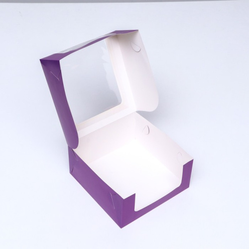 Коробка с окном, сиреневая, 21×21×10 см фото 2