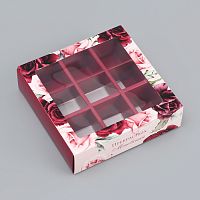Коробка для конфет с обечайкой 9 шт. «Прекрасных мнгновений», 13.7×13.7×3.5 см