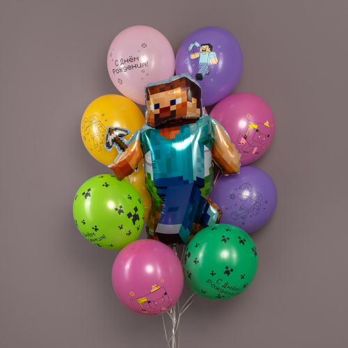 Воздушный шар фольгированный Фигура Пиксельный герой фото 2 Воздушный шар фольгированный Фигура Пиксельный герой фото 2