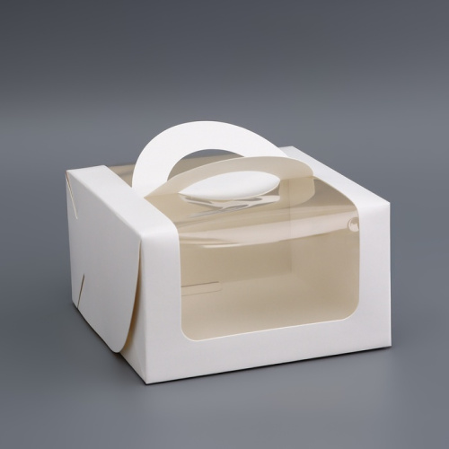 Коробка под бенто-торт с окном, белая, 14 х 14 х 8 см фото 3