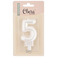 Свеча для торта Воздушный шарик, цифра 5, жемчужный перламутр, 4,5*7 см