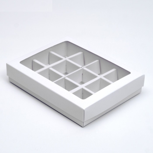 Коробка для 12 конфет, белая, 19×15×3.5 см фото 2
