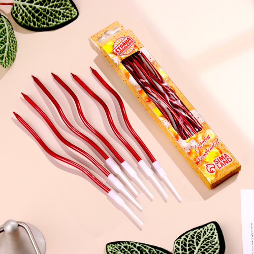 Свечи для торта витые "Серпантин" 6 шт, рубиновые фото 3 Свечи для торта витые "Серпантин" 6 шт, рубиновые фото 3