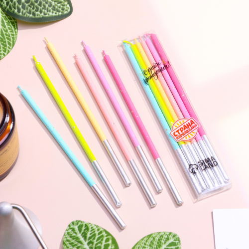 Свечи в торт "Исполнение желаний", 15 см, разноцветные, 6 штук фото 3