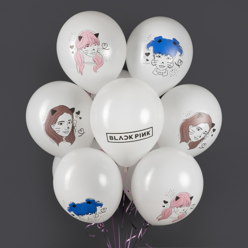 Воздушный шар латексный K-POP Black Pink, белый, пастель фото 2 Воздушный шар латексный K-POP Black Pink, белый, пастель фото 2