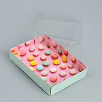 Коробка для макарун с PVC крышкой, «Макаруны», 18 х 12 х 3.5 см