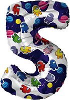 Воздушный шар фольгированный Цифра 5 Космонавтики