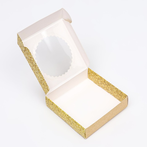 Коробка с окном, «Золотой бант», 11.5×11.5×3 см фото 2