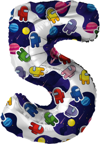 Воздушный шар фольгированный Цифра 5 Космонавтики