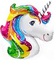 Воздушный шар фольгированный Фигура, Голова, Розовый Единорог