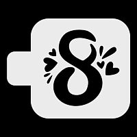 Трафарет 8 марта, сердечки, 9*9 см