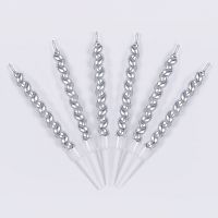 Свечи для торта спирали Роскошь, серебро, 0,8*7,5см, 6шт