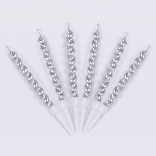 Свечи для торта спирали Роскошь, серебро, 0,8*7,5см, 6шт