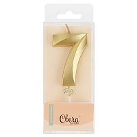 Свеча для торта Грани, цифра 7, золото, 6,5см