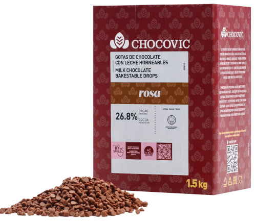 Капли молочные термостабильные 28.3% какао Rosa Chocovic 250гр фото 2