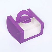 Коробка под бенто-торт с окном, сиреневый, 14×14×8 см