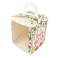 Коробка для кулича Светлой Пасхи, хохлома, 15*15*18см