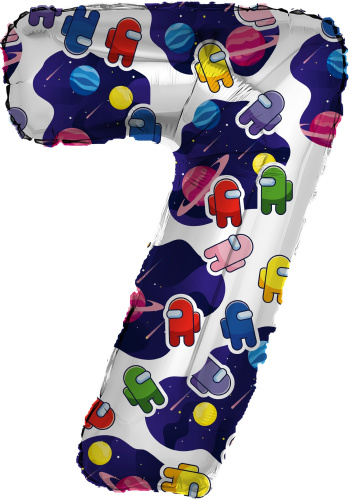 Воздушный шар фольгированный Цифра 7 Космонавтики